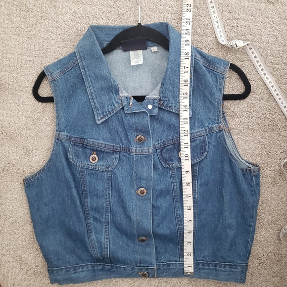 Vintage Faded Glory Mid Wash Denim Vest Large - Picture 8 of 8